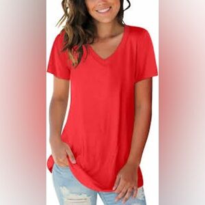 Vibrant Red V-Neck T-Shirt 🇺🇸❤️